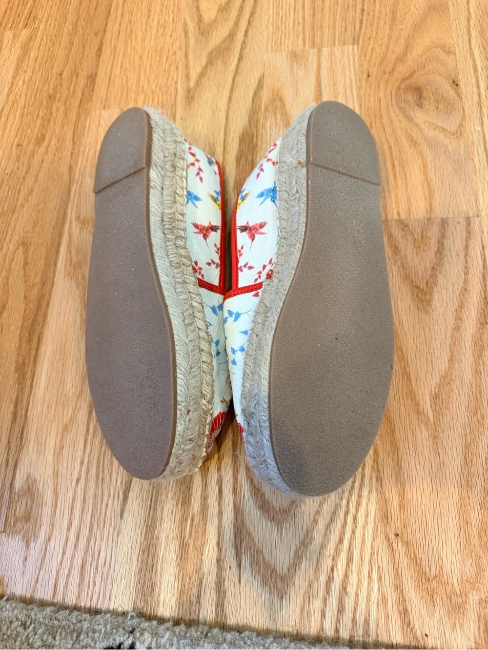 Johnny Was Andra Floral Embroidered Espadrilles in Cream and Red Trim